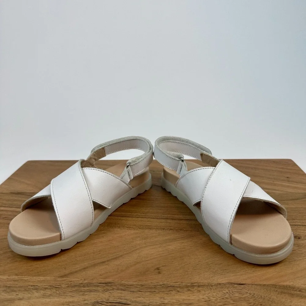 New Little Kids Naturino White Leather‎ Strappy Slingback Sandals Size 12.5 C